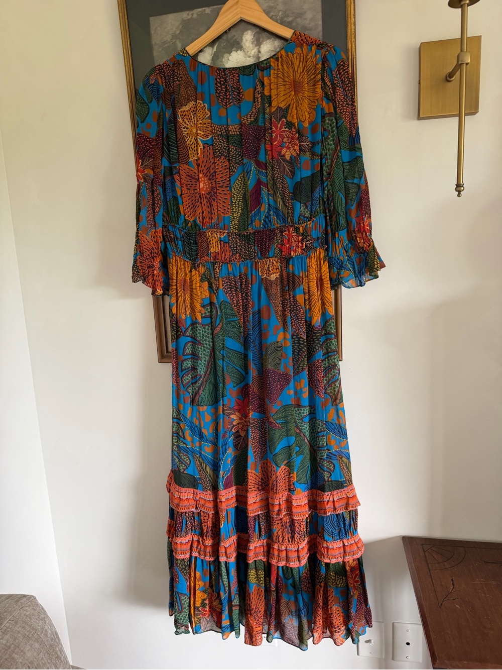 Bohemian V-Neck Maxi Dress in Blue and Rust - Picture 12 of 12